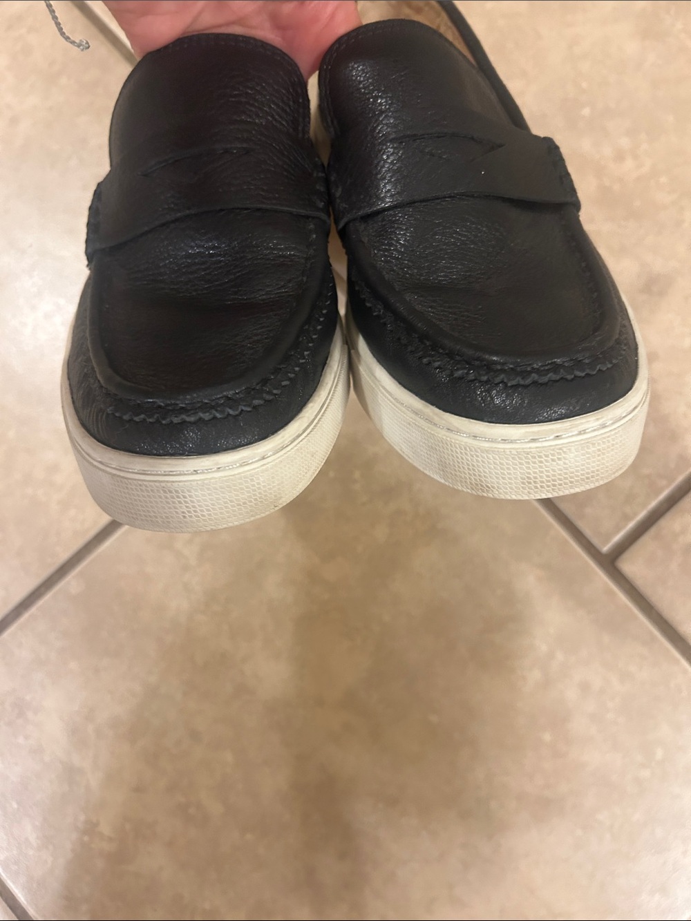 Frye Black Leather Penny Loafers with White Sole - Picture 5 of 5